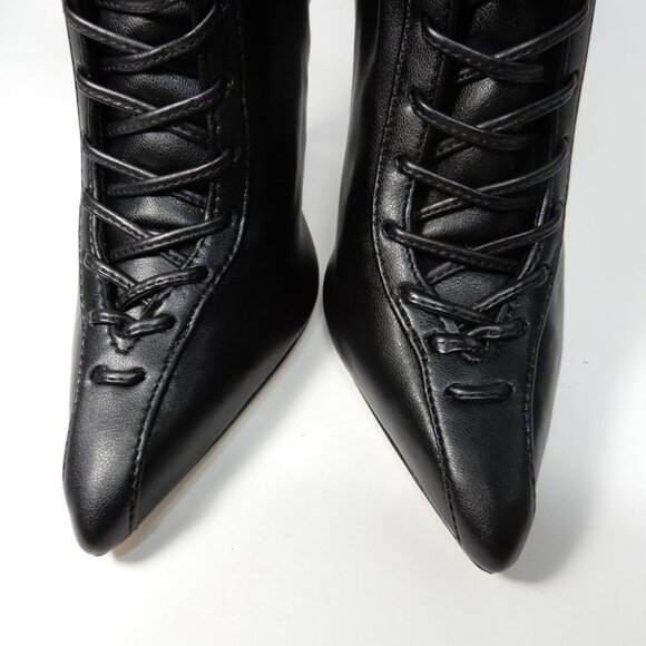 SCHUTZ Tennie Lace Up High Heel Pointed Toe Boots Bootie Size 5.5 Black NEW $188 - Picture 14 of 16